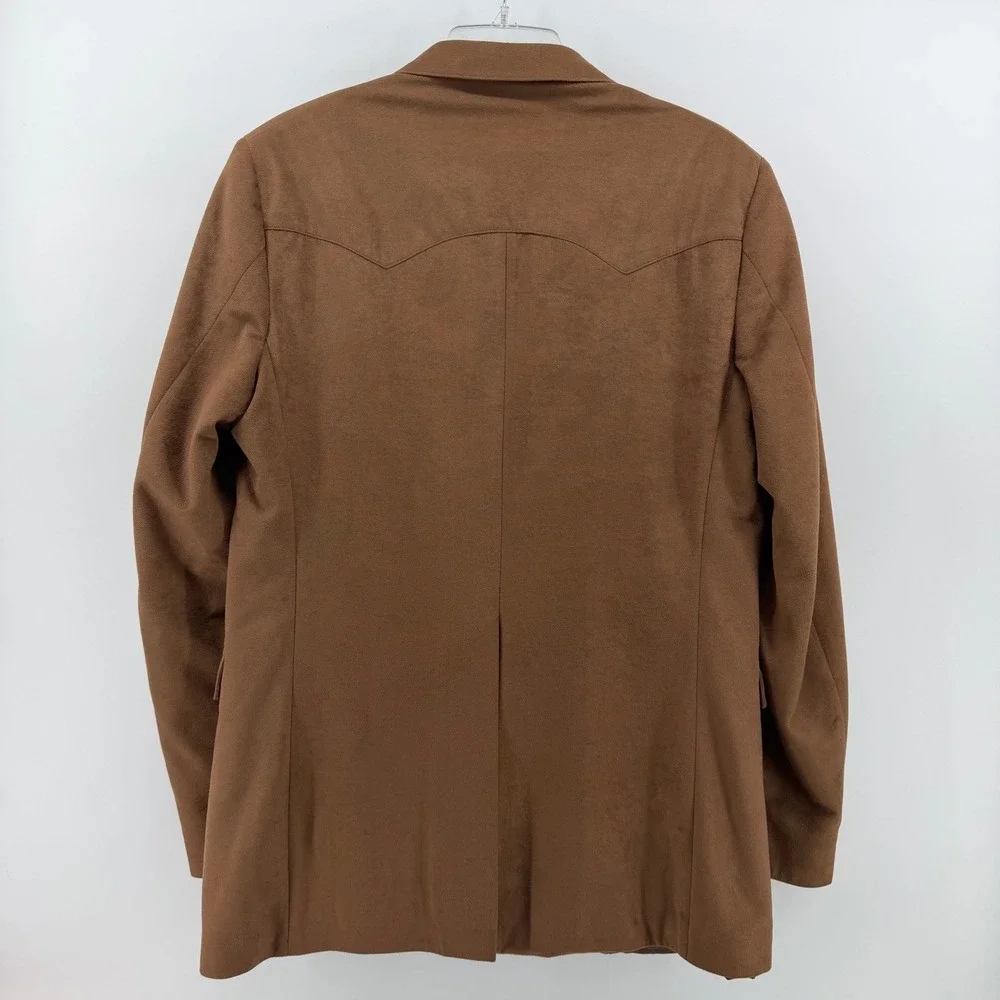 Farah of Texas Countrywear Blazer Mens 40L Brown Western Faux Suede Sport Coat